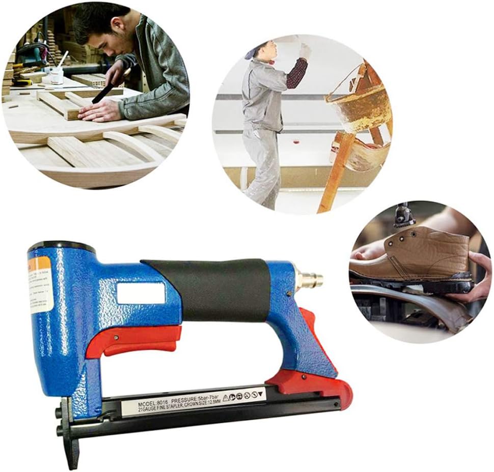 1/2 Inch Pneumatic Air Stapler, 6-16Mm Woodworking Air Power Tool Blue Nailer Tool for Furniture Blue Nailer Tool