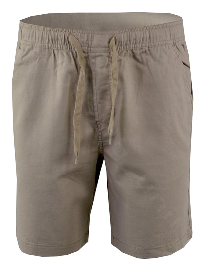 Clothing Unit Mens Elasticated Linen Rich Premium Cotton Shorts Casual