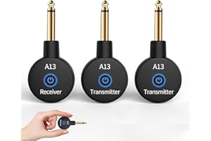 WENTELMUSIC A13 Wireless Microphone Transmitters Receivers, Microphones Guitar System, 2.4GHz Guitar Accessories, No Latency, 100ft Range, Rechargeable 5-Hour Battery, Plug & Play (2TX+1RX)