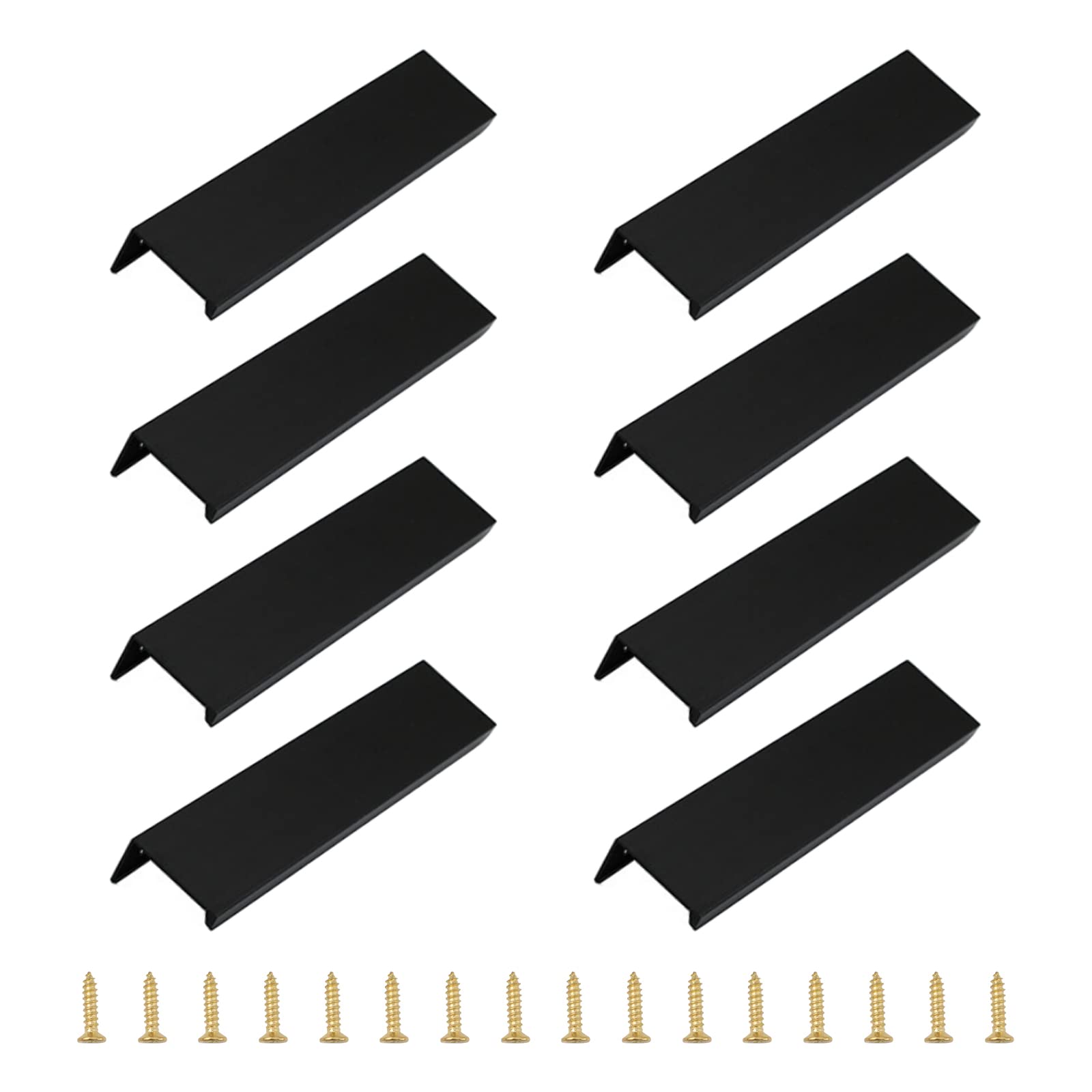 MOROBOR Finger Edge Pull, 8pcs Concealed Modern Style Drawer Handle,Aluminum Alloy Invisible Wardrobe Handle for Cabinet Hardware Drawer(Black,120mm) — image 1