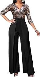 Yiershu Jumpsuits for Women Elegant Sparkly V-Neck