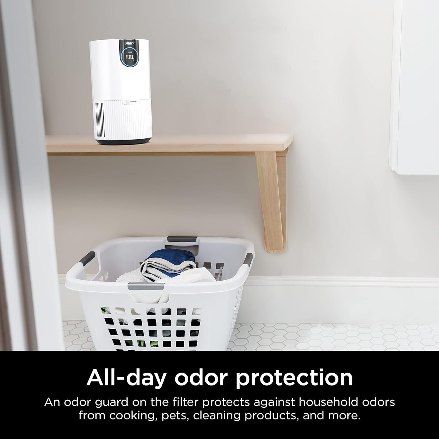 Shark HP200 Air Purifier MAX with Nanoseal HEPA, Cleansense IQ, Odor Lock, Cleans up to 1000 Sq. ft. and 99.98% of Particles, Dust, Allergens, Smoke, 0.1–0.2 Microns, White (Renewed)