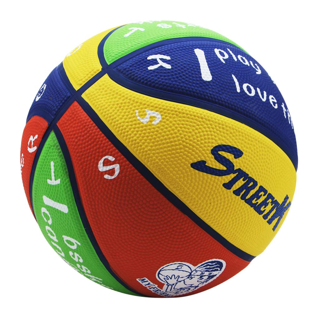 Moonlove Basketball Sports Game Ball Rubber Size 5 Basketball for School Youth, Colourful