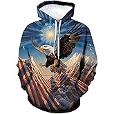 WHNBCW Funny American Flag Eagle Hoodie USA Bald Eagle Graphic Sweatshirt