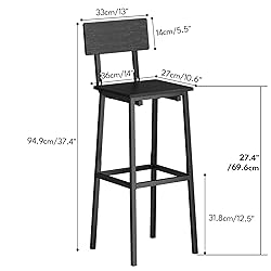 GILLAS Set of 2 Bar Stools, Tall Bar Stools with