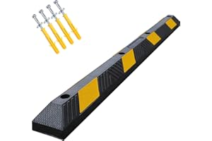 OranLite 72" inch 6' Feet Heavy Rubber Parking Curb, Installation Kits Included, Parking Garage Floor Stopper, Wheel Stopper for Vehicles Truck Driveway Protect Cars Vans Trucks Pumpers (72" - 1Pack)