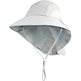 Connectyle Kids Large Brim UV Protection Sun Hat with Neck Flap Mesh Fishing Cap