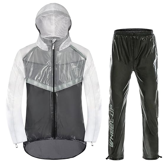 GWELL Ultraleicht Fahrrad Regenanzug 100% Wasserdicht(Jacke + Hose) Visible Reflektierend