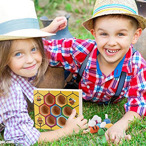 XREXS Toddler Bee Hive Preschool Wooden Toys,Bee Toy,Motor Skills Toys for Toddlers for Baby Early Educational Toddler Montessori Game Motor Skills Toy
