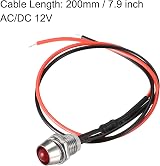 sourcing map 12V LED Indicator Light 8mm Panel Mount Metal Red Yellow Blue view 2