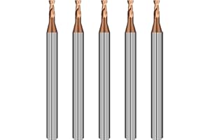 AYCHOLIZ 2 Flute 5/64" Carbide Square End Mill 5PCS Micrograin Milling Bits Sets TISIN Coating CNC Router Bit for Steel