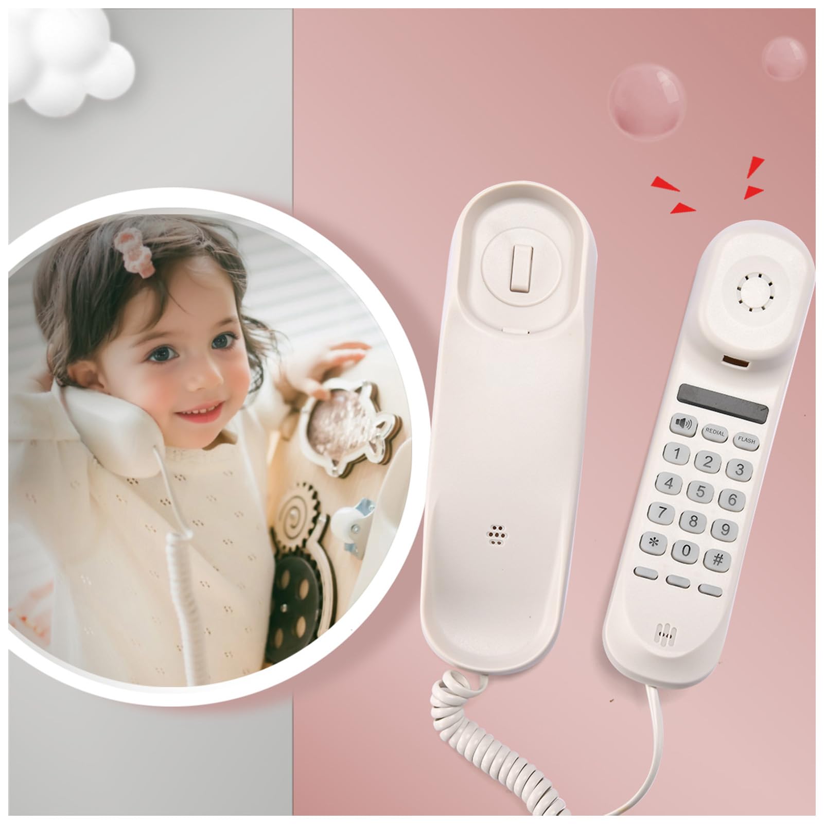 Toy Phone for Kids - Busy Board Diy Accessories For Toddlers - Playground Playhouse Swing Set Telephone Plastic - Fake Phone With Sound-Telephone with Numeric Key