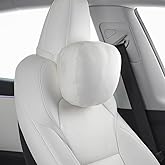 TPARTS Headrest Neck Pillow for Tesla Model 3/Y/X/S, Soft Faux Suede Fabric Car Neck Support Pillow Cushion for Traveling (Filled with Dupont Sorona Fiber)-1pc White