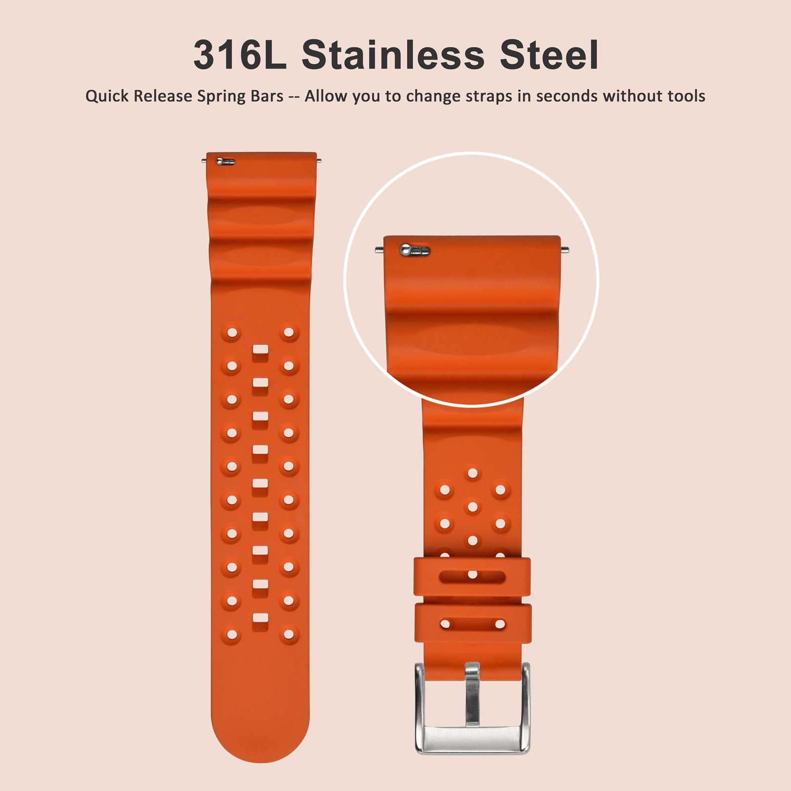 WOCCI 22mm Quick Release Spring Bars, Pins for 22mm Watch Band