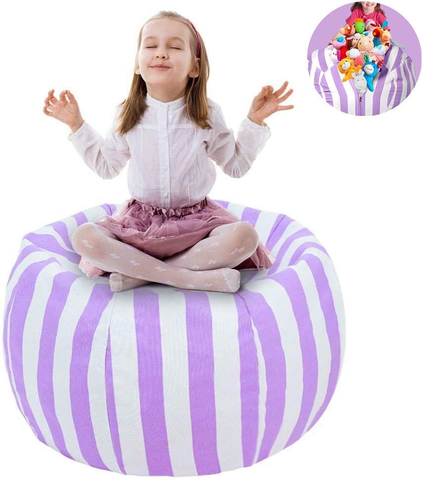 UMydeal TOY STORAGE BEAN BAG - Cover - 38" Extra Large Toy Organizer - Stuffed Animal Organizer in Gray - Soft & Comfy Cover that Creates Cozy Lounger (purple)