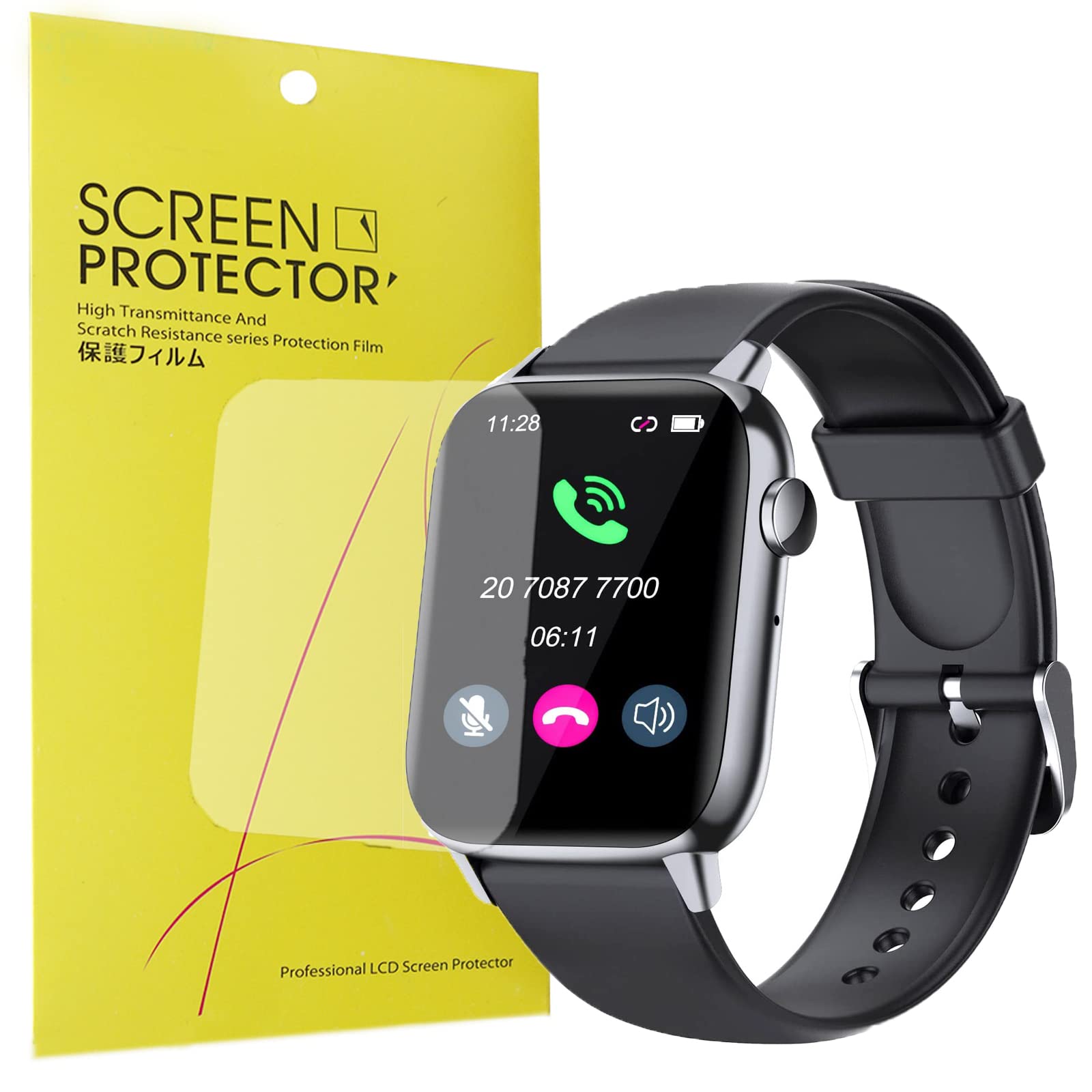 Blueshaweu Compatible for GT HITGX Smart Watch Screen Protector, [6 Pack] Full Coverage TPU Clear Film Compatible with GT HITGX BT5.0 1.72 Smart Watch / QS08 Smart Watch (6 pack)