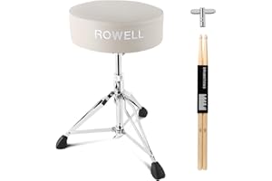 ROWELL Adjustable Drum Throne - Lightweight & Comfortable, Thick-Padded Seat, Supports Up to 330Lb, Ideal for Kids & Adults (White)