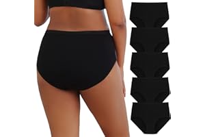 INNERSY Women's Plus Size XL-5XL Underwear Cotton Stretchy High Waisted Briefs 5-Pack