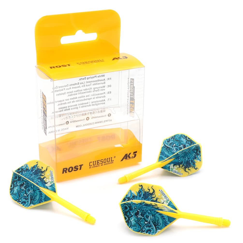 CUESOUL ROST Integrated Dart Shaft and Flights Standard Shape,with Four Mythological Symbols Design,Set of 3 pcs