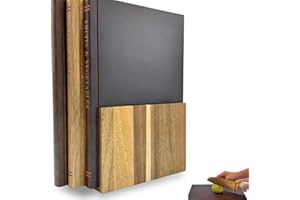 Cutting Board That Looks Like Books, Set of 3 Solid Wood Book Shaped Cutting Board Library with Wooden Stand, Library Style C