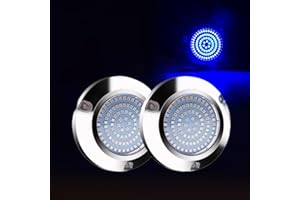 pair of 90 underwater led light (180 led) in stainless steel for marine, boat, vr, camper, pontoon, trailer and much more (bl
