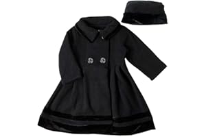 Good Lad Toddler thru 4/6X Girls Double Breasted Fleece Dress coat with Velvet Trim and Matching Hat