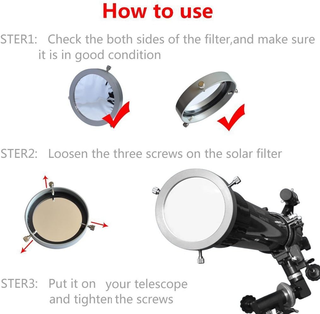 Element Filter Solar Gosky Adjustable Solar Filter (Silver) – 81-113mm Adjustable Aluminum ...