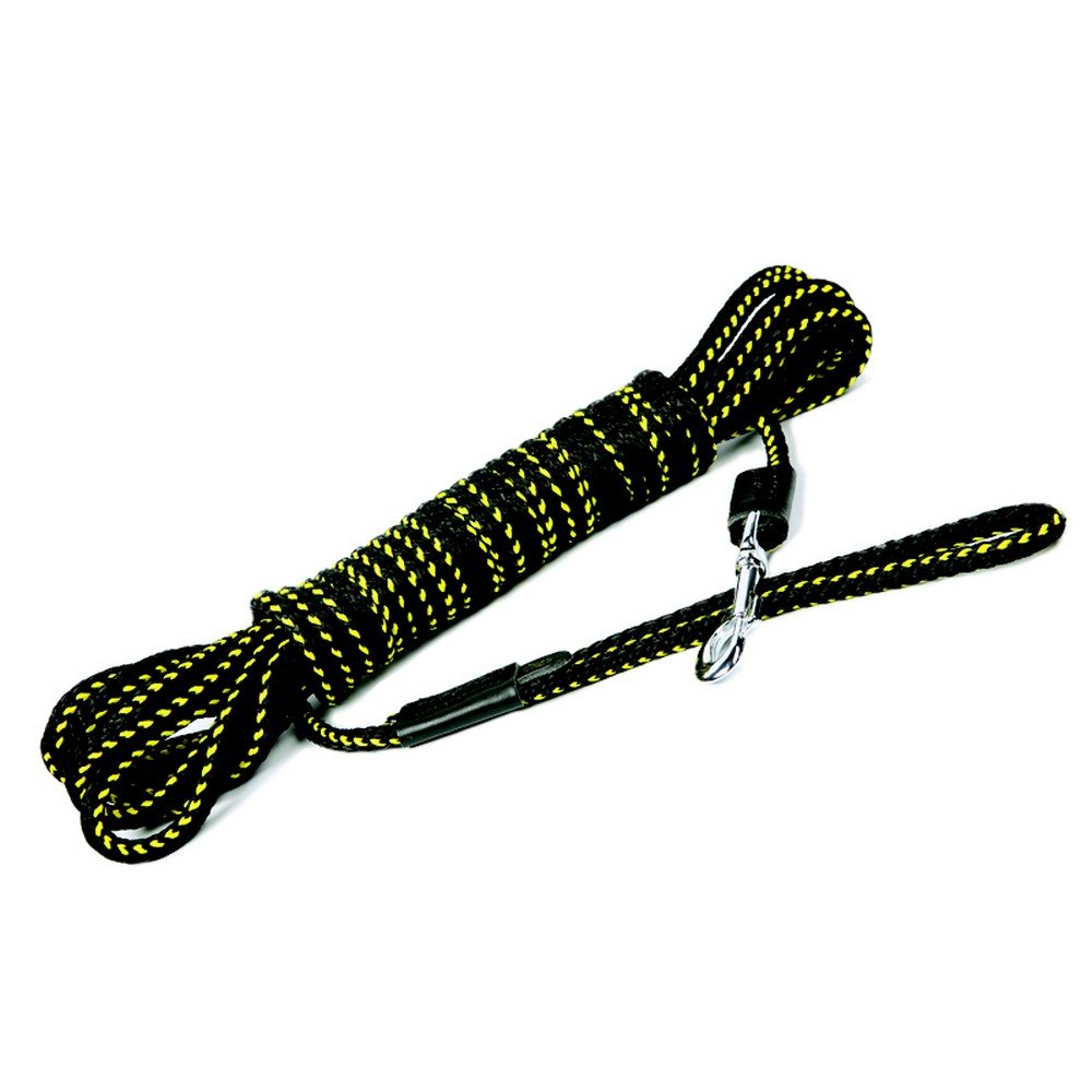 Dingo Dog Training Leash to Seek Scents, Guardwork, Tracking, Nosework and Retrieve, Handmade Lead with a Handle, Black and Yellow 10269