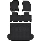 RILLEC Floor Mats Cargo Mats for 2006-2012 Toyota RAV4 5 Seat, All Weather Protection Accessories Custom Full Set Liner Include 1st & 2nd Row Car Floor Mats TPE Winter Slush Heavy Duty Mat
