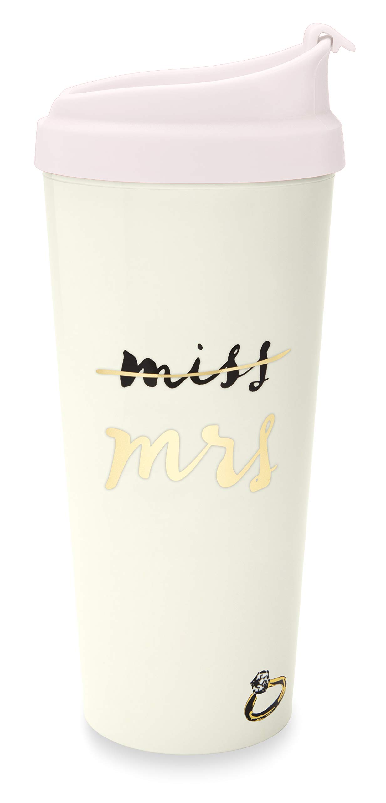 Kate Spade New York Bridal Insulated Thermal Travel Mug Tumbler, 16 Ounces, Miss to Mrs. (Pink)