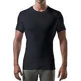 Men's Sweatproof Undershirt - Rayon Blend Crew Neck - Slim Fit - with Sweat Pads