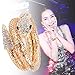 iNewcow Vintage Retro Punk Crystal Chunky Curved Stretch Snake Bracelet Gold For Nightclub Party
