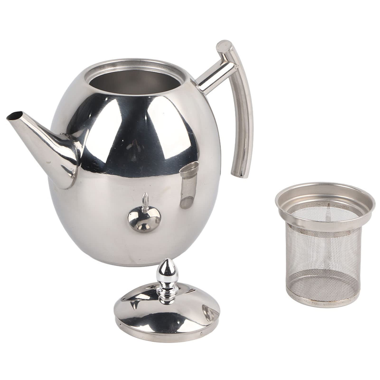 Estink Stainless Steel Teapot, 1.5L Large Capacity with Removable Strainer and Infuser Basket, Easy Pour Design