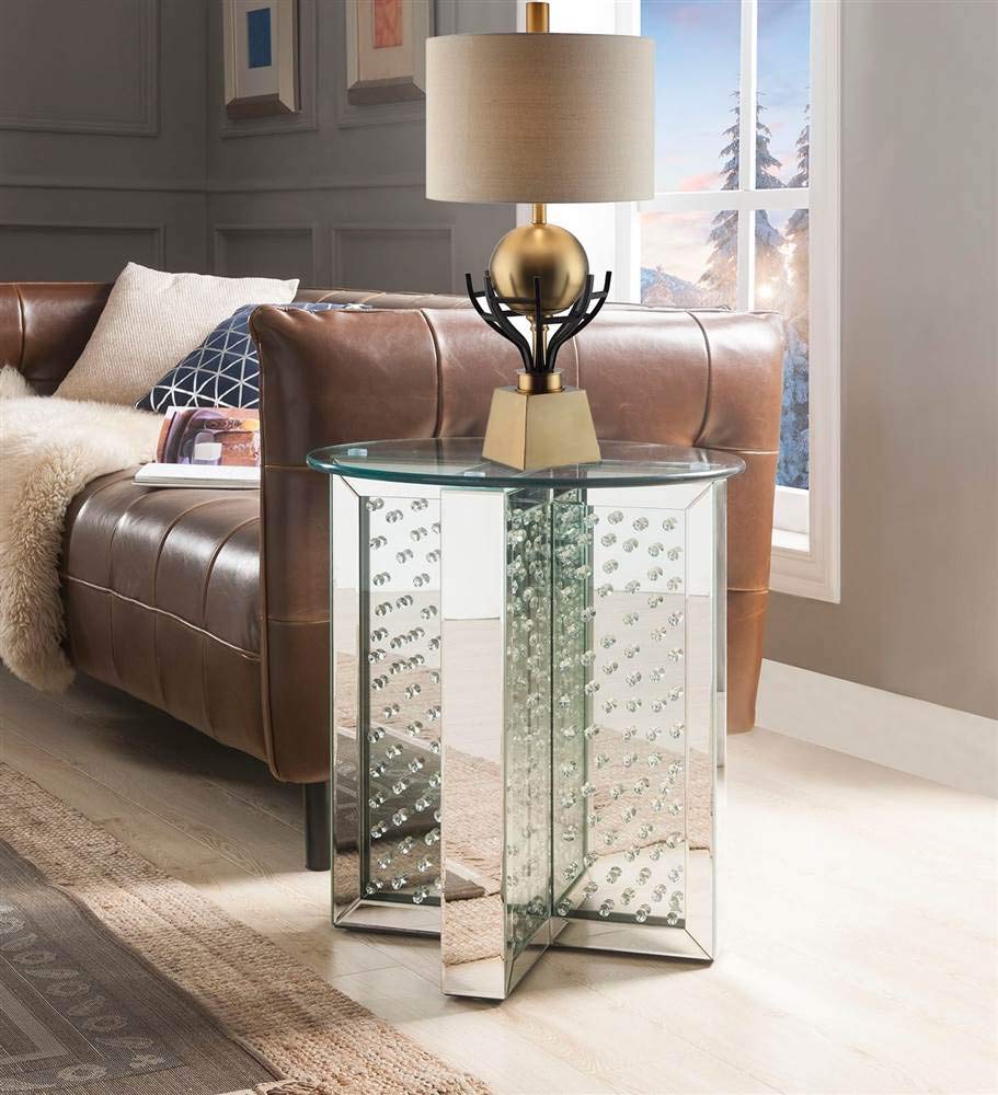 Amazon Com Acme Furniture 23 In End Table In Mirrored And