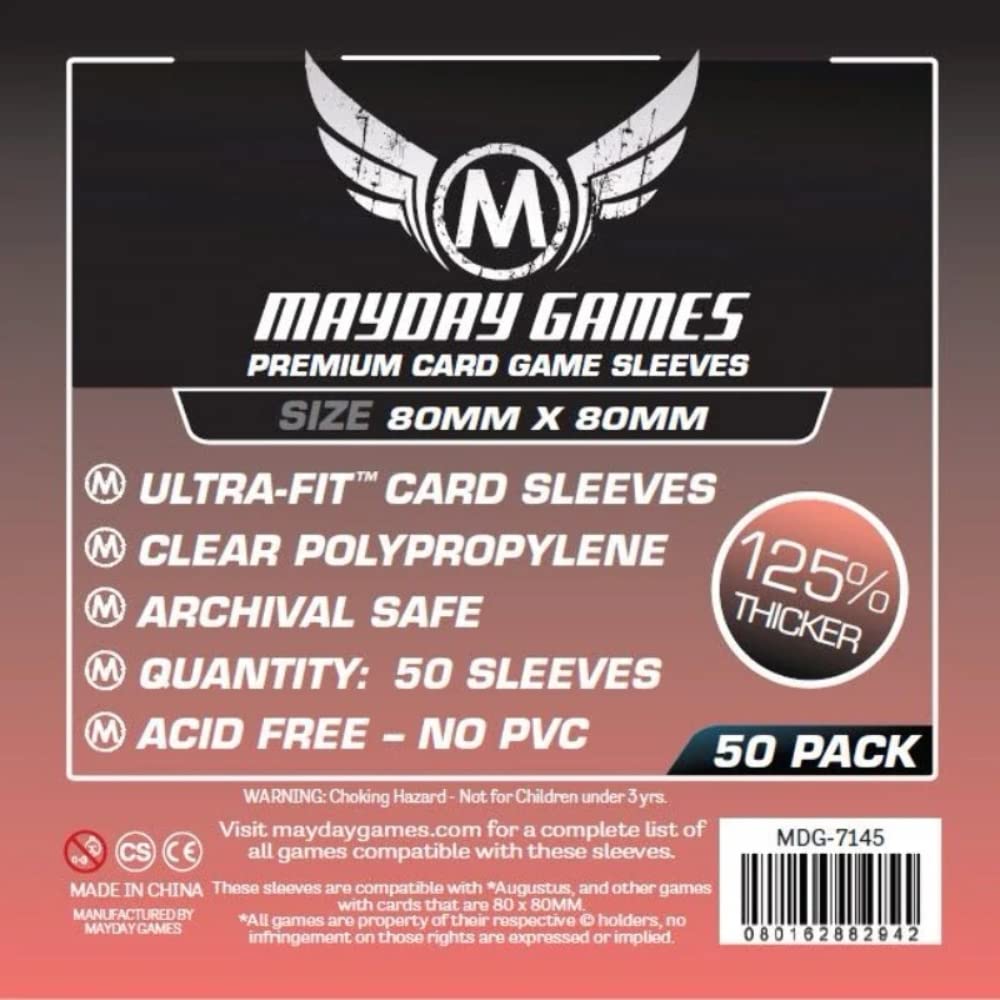 50 MayDay 80 x 80 Square Premium Card Sleeves Board Game