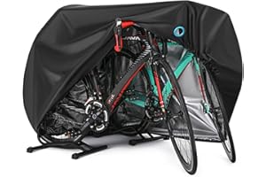 Bike Cover for 2 or 3 Bikes Outdoor Waterproof Bicycle Covers Rain Sun UV Dust Wind Proof with Lock Hole for Mountain Road El