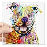 CafePress - Colorful Pitbull Shirt - Pitbull Face Tshi Sticker - Square Bumper Sticker Car Decal, 3