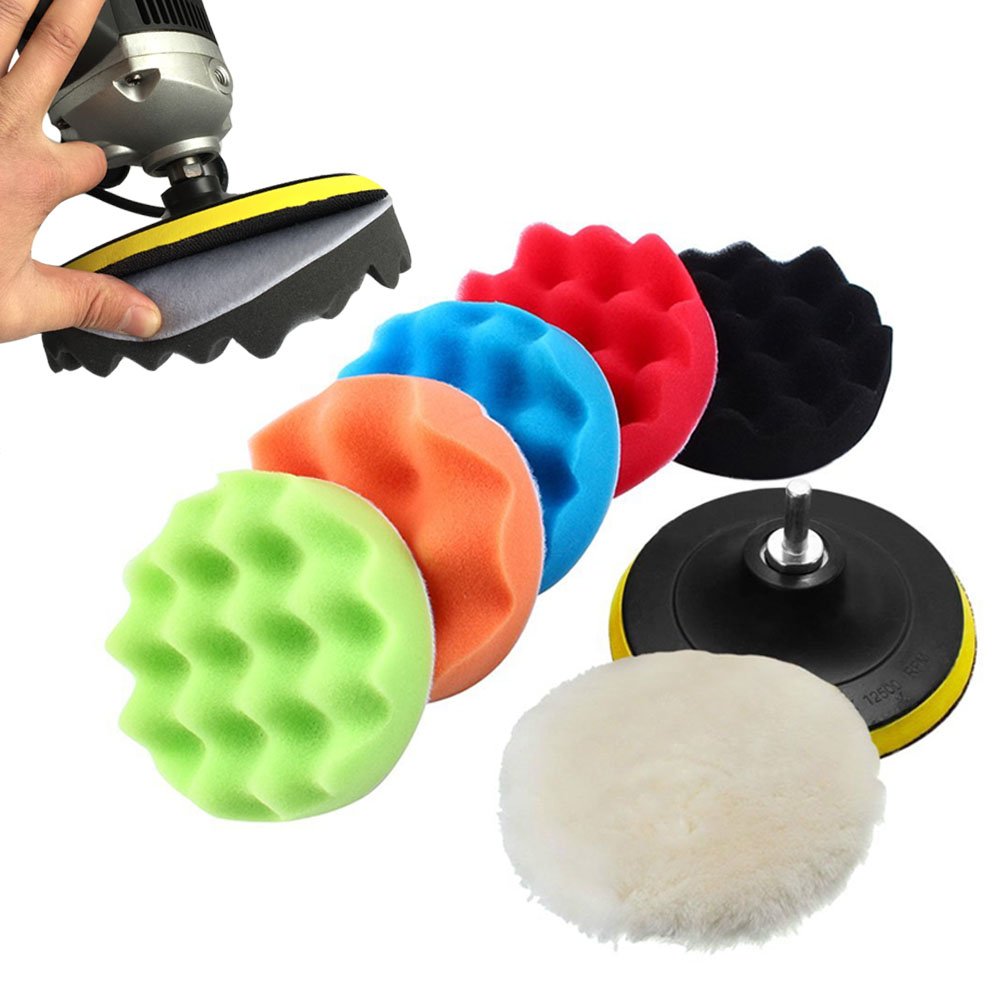 Vankcp Compound Drill Buffing & Polishing Pads Sponge Kit, 10pcs Drill Adapter Kit for Car Sanding, Polishing, Waxing, Sealing Glaze, 3/4/5/6/7 Inch (4)