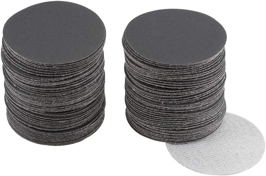 TOP-VIGOR 100Pcs 50mm Wet and Dry Sanding Discs, 600 Grit 2 Inch Hook and Loop Sandpaper Electrostatic Sand Planting Silicon Carbide Sanding Discs