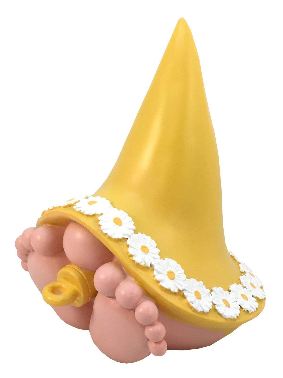 GlitZGlam Baby Gnome “Daisy” with a beautiful halo of daisies in her gnome hat. A miniature Gnome for the Gnome and Fairy Garden