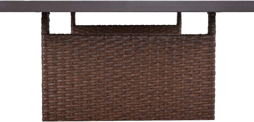 SUNVIVI OUTDOOR Outdoor Dining Table Patio Rectangular Dining Table Brown Wicker Aluminum Top Steel Frame : Garden & Outdoor