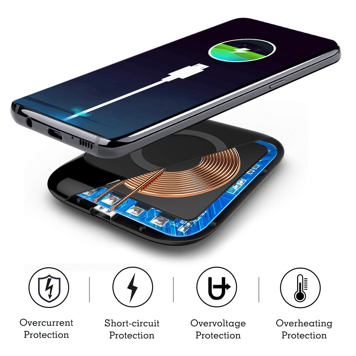ARINO Wireless Charger Fast Wireless Charging Pad Portable QI Fast Wireless Charging Station Compatible for iPhone Xs/Xs Max/Xr/X/8/8 Plus Samsung Galaxy S9/S9 Plus and Other Qi Enable Devices