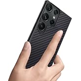 Ftonglogy for Samsung Galaxy S23 Ultra Case: (Black) | Slim Thin, Carbon Fiber Classic Pattern Design, Soft Hybrid TPU Bumper