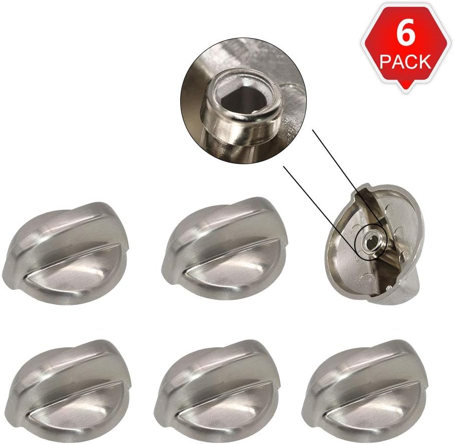 AMI PARTS 6 Pack of WB03T10284 Plastic Burner Knob- Compatible with GE Stoves Knob - Replaces AH2321076, AP4346312, 1373043