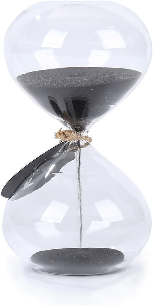 SWISSELITE Biloba 4.5 Inch Puff Sand Timer/Hourglass 3 Minutes - Black Color Sand - Inspired Glass/Home, Desk, Office Decor: Home & Kitchen