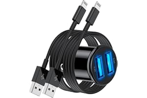 KITMINUN iPhone Car Charger, Apple Certified Dual USB Car Charger Adapter Plug with 6ft Lightning Cable,iPhone Charging Cord for Apple iPhone 14 Pro Max/14/13 Pro/13/12 Mini/11/Xs Max/XR/X/8 Plus/7/6S/5/iPad