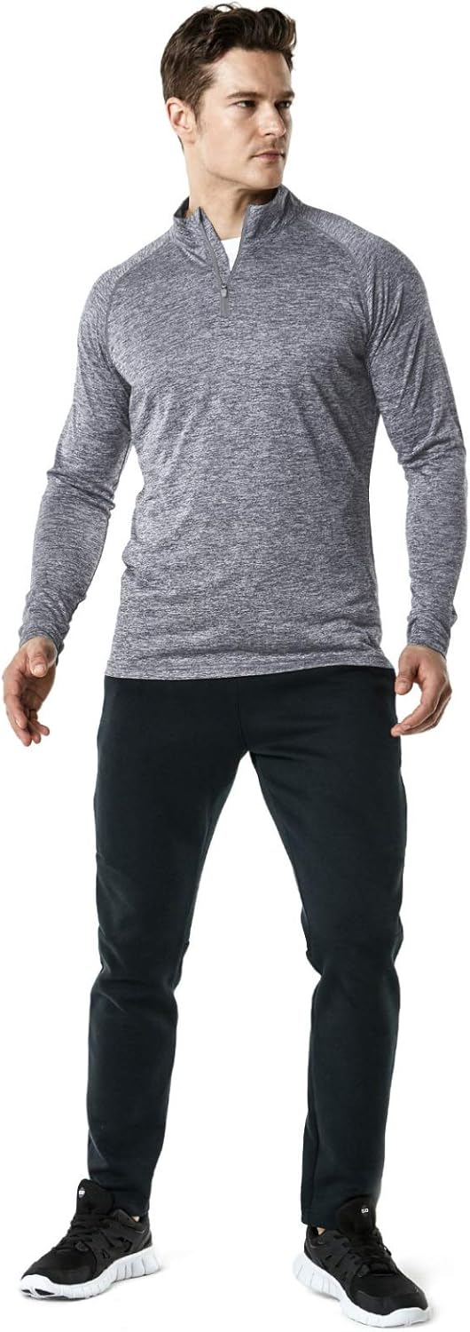 TSLA Men's 1/4 Zip Pullover Long Sleeve Shirt, Quick Dry Performance Running Top, Athletic Quarter Zip T-Shirt : Clothing
