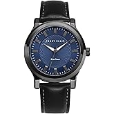 Perry Solar Men’s Watch – Round Sandstone Dial, Brown Leather Strap, Water-Resistant Analog