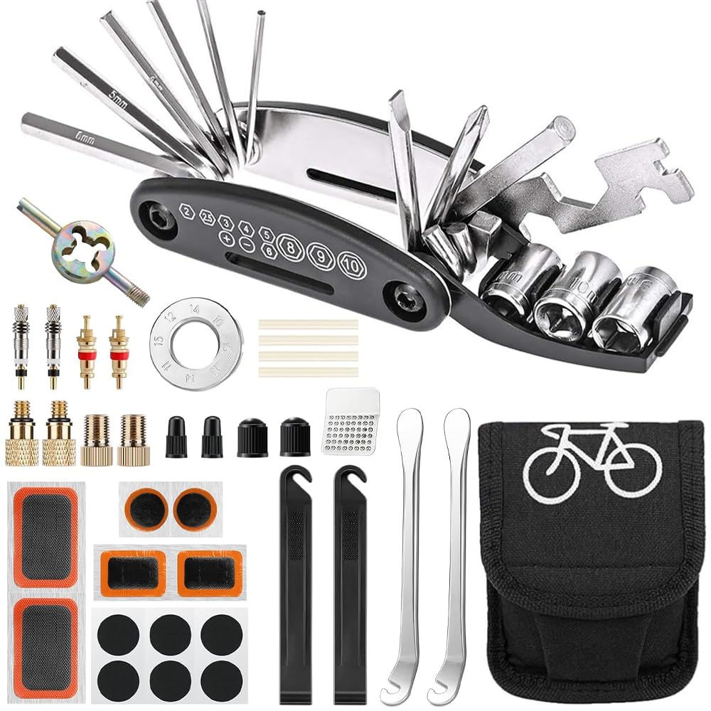 Bike Tool Kit, 17 in 1 Multifunction Bike Tools & Equipment, Bike Repair Kit, Puncture Repair, Repair Tool, Bicycle Tire Patch Kit for Bike