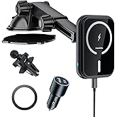 MAGJIEYX for MagSafe Car Mount Charger, (38W Fast Charging Adapter Max) Magnetic Wireless Charging Phone Holder Fits iPhone 16/15/14/13/12 Pro Max Plus/MagSafe Case on Dash/Windshield/Air Vent/Desk